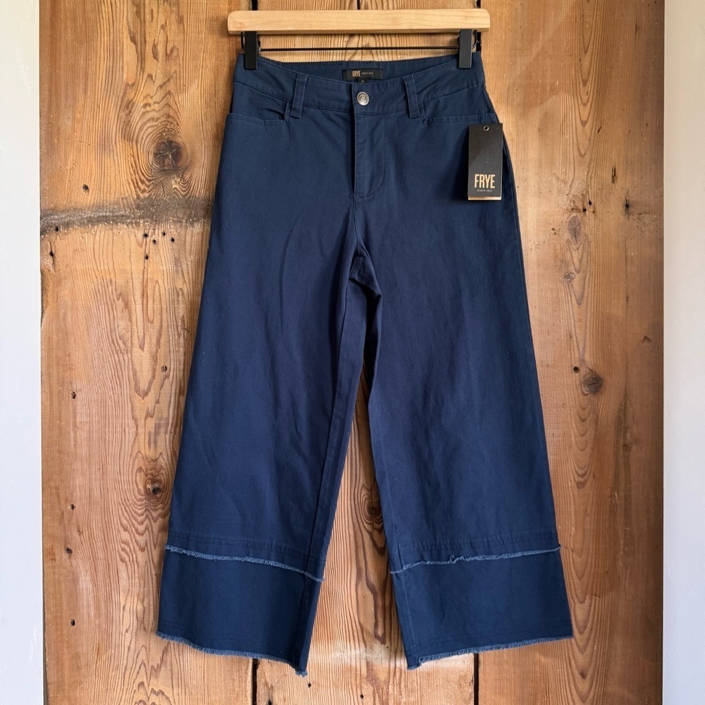 Sz 0 Frye Crop Wide Cuff Pants In Nightfall Navy NWT